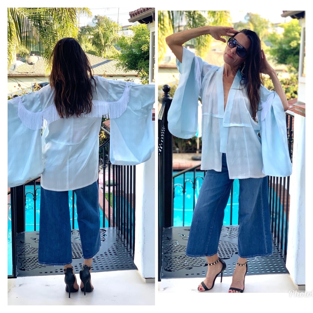 Vintage 70s kimono duster with Fringe Xs